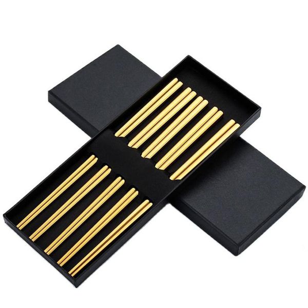 

chopsticks gold stainless steel sets gift box
