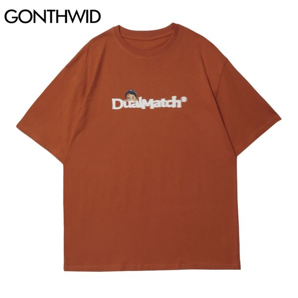 

tees shirts men cotton streetwear hip hop cartoon boy print short sleeve t-shirts casual harajuku loose tshirts 210602, White;black