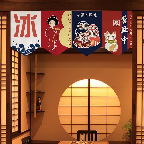 

japanese restaurants short curtain decoration partition kitchen triangle small lucky cat flags & drapes