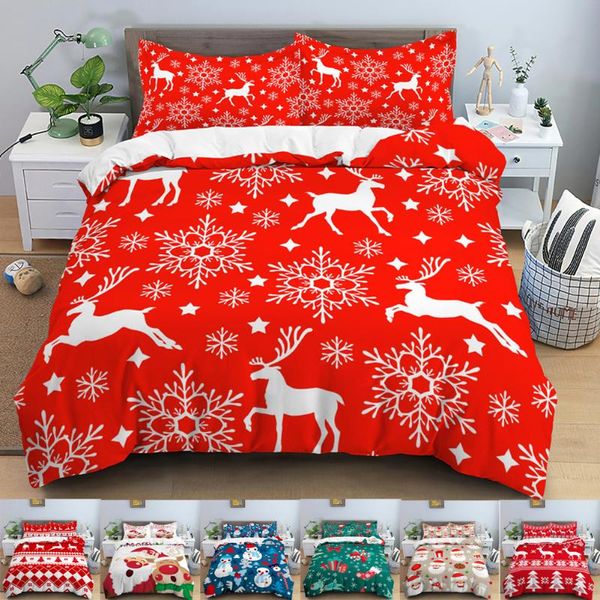 

bedding sets 3d santa claus set christmas elk duvet cover polyester comforter home textiles double bed duvets kids