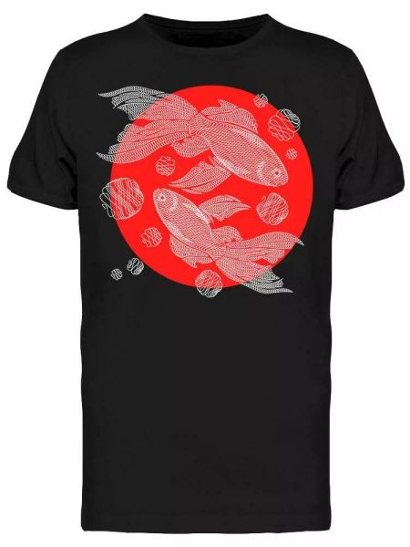 

koi fishes swimming in pond tee men's -image by shutterstock, White;black
