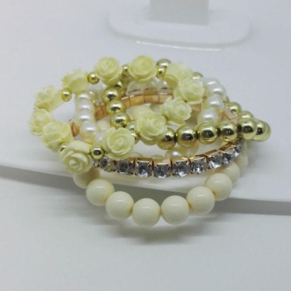 

felyskep fashion beads bracelet with rose flower for women jewelry manufacturers direct wholesale 007hl link, chain, Black