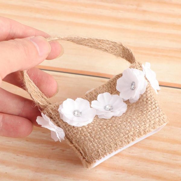

gift wrap 4pcs romantic linen bag wedding party candy holder flower basket storage