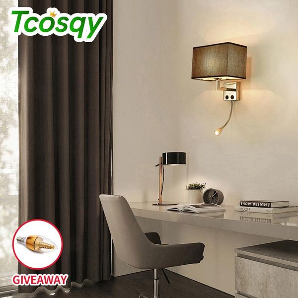 

wall lamp tcosqy the used in bedroom and reading room is a double-source high-end ac indoor lighting made of fabric iron.