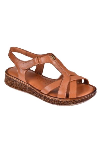 

sandals women tan genuine leather casual d-121, Black