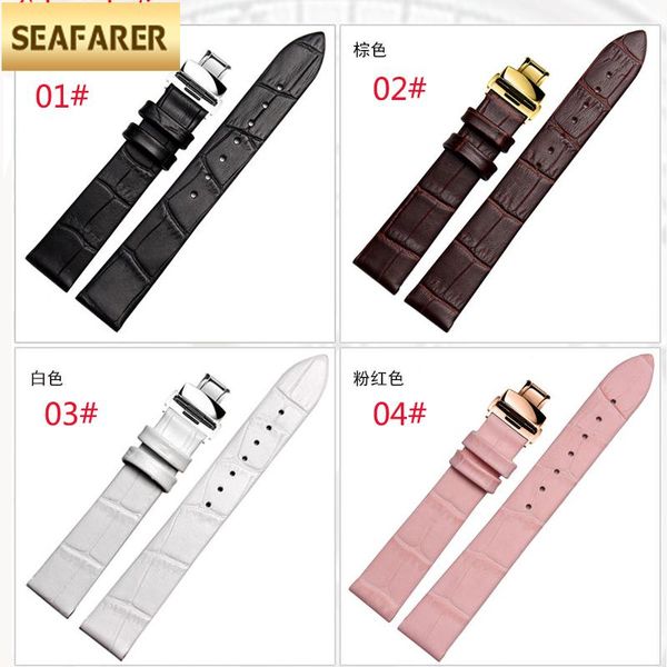 

watch bands 12mm 14mm 16mm 18mm 20mm leather watchband thin bamboo shaped butterfly for male and female fashion strap fit la8262 la802008, Black;brown