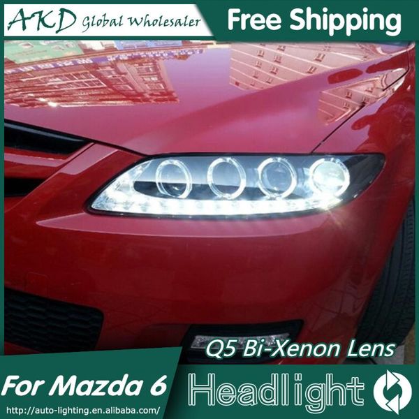 

other lighting system akd head lamp for 6 led headlight 2004-2013 headlights drl turn signal high beam angel eye projector lens