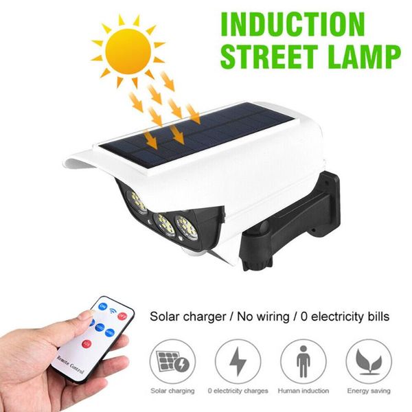 

solar lamps light motion sensor security dummy camera wireless outdoor flood ip65 waterproof 77 led lamp 3 mode for home garden