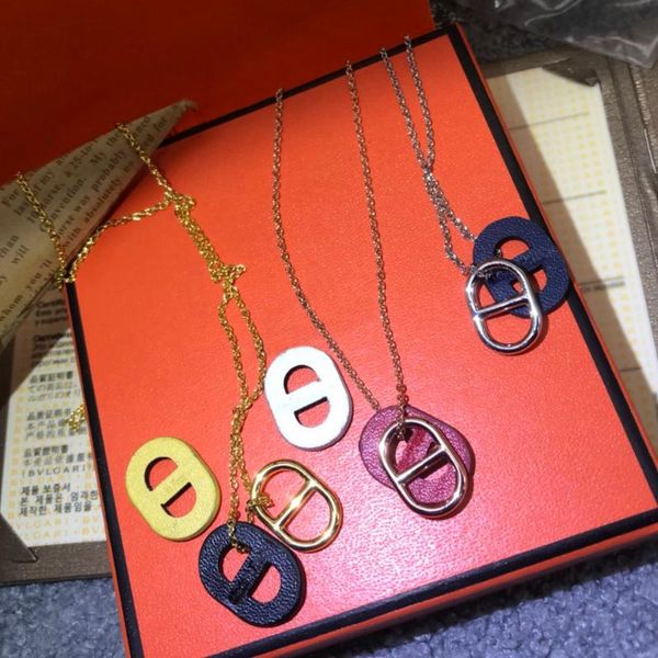 

letter h pig nose necklace for women 2021 stainless steel luxury minimalist fine jewelry christmas choker girls birthday gift pendant neckla, Silver
