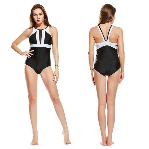 

one-piece suits women swimwear patchwork push up swimsuit slim one piece wire with chest pad beach bathing monokini 2021