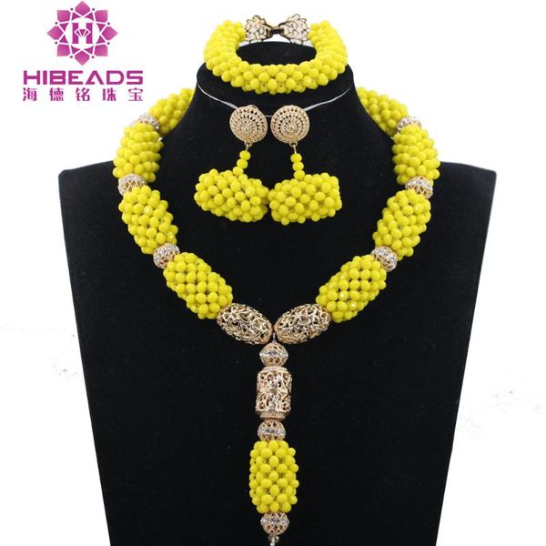 

earrings & necklace mother birthday gift yellow african beads jewelry set party crystal pendant bracelet abh439, Silver