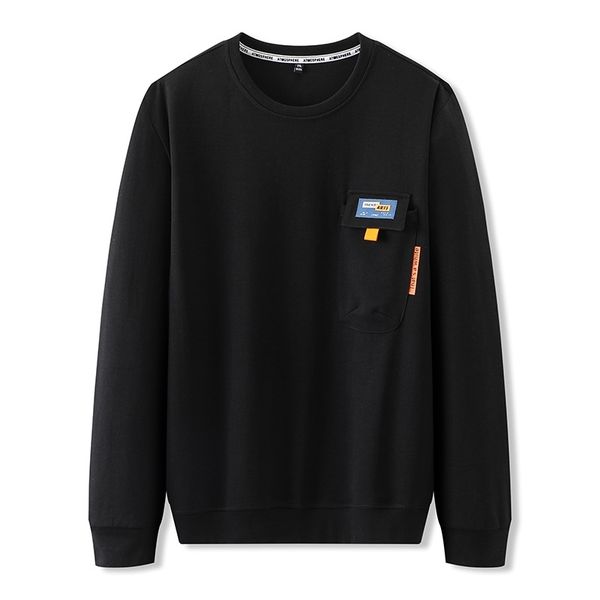 

youth trendy plus fat spring autumn style round neck pullover long sleeve sweaters large men's clothes loose and, Black