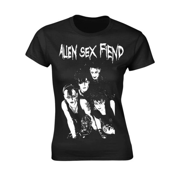 

ladies alien fiend band p authorized women women t-shirt, White;black