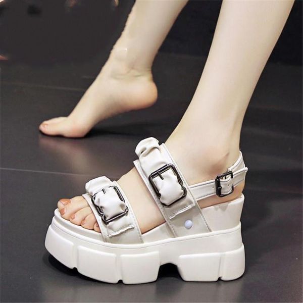 

sandals fashion high platform sneakers buckle punk chunky cool women's beach open toe casual summer sports shoes, Black