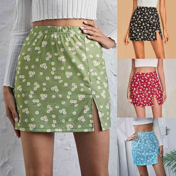 

fashionable short 2021 bao print split skirt for women, Black