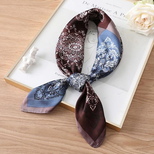 

scarves silk square scarf lady hair female bandana print head wraps for women fashion shawls neckerchief summer, Blue;gray