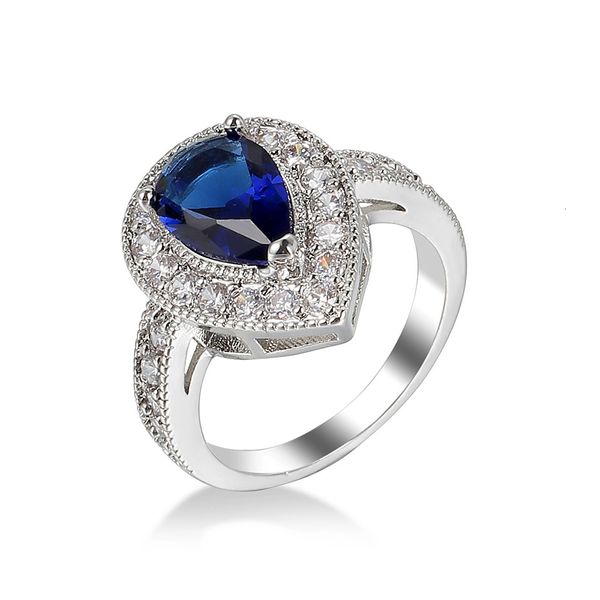 

ring jewelry creative fashion female zircon hand royal blue wedding, Slivery;golden