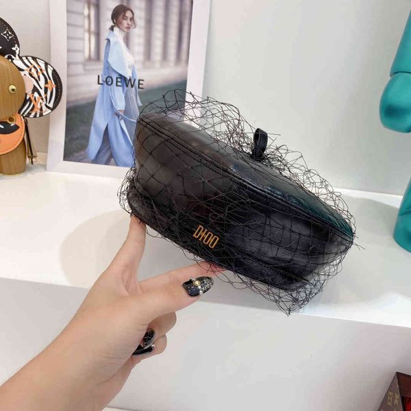 

home correct letter ~ 21 summer new mesh beret women's fashion goddess elegant solid hat, Blue;gray