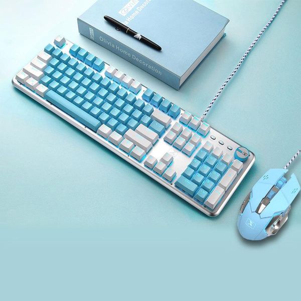 

keyboards mechanical keyboard and mouse set gaming luminous wired two-color notebook desktop