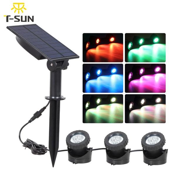 

solar lamps t-sunrise led light underwater pond waterproof 3 submersible projector garden pool power