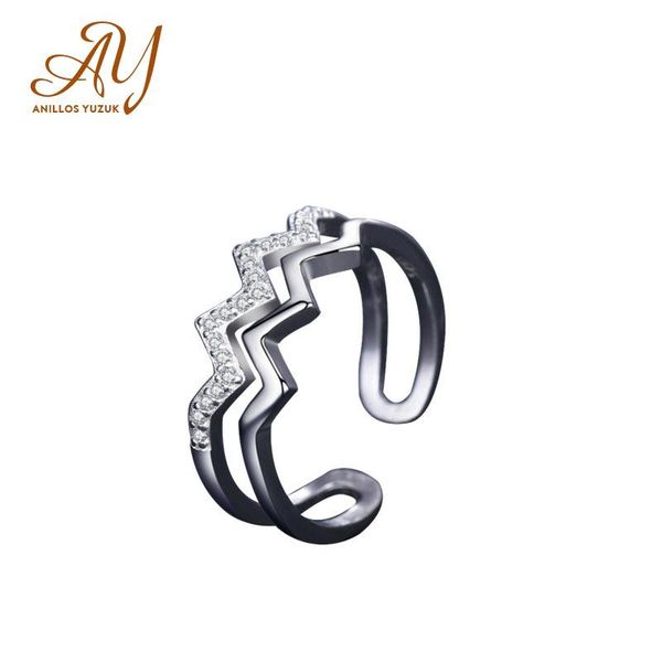 

cluster rings anillos yuzuk zircon silver 925 jewlery for women wholesale gemstone ring party anniversary gifts open size, Golden;silver