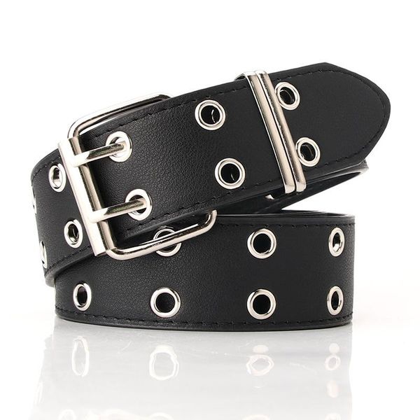 

belts 2021 punk style ladies casual pants belt double row hollow wide, Black;brown