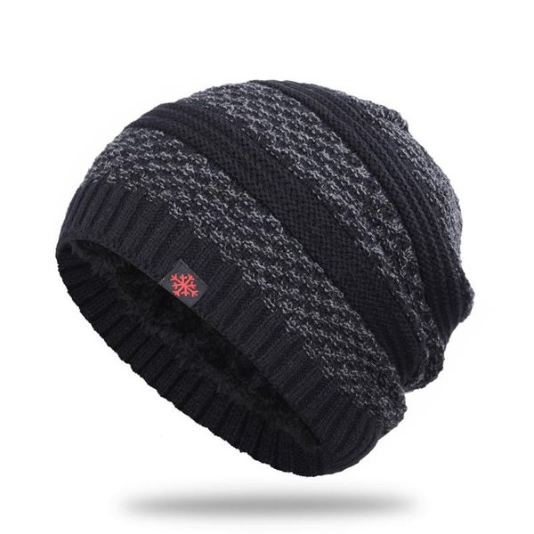 

beanies thick warm knitted hats men's winter ladies hooded caps