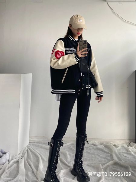 

human made jack girls dont cry love leather sleeve baseball uniform men and women couple jacket human made sweatshirt, Black