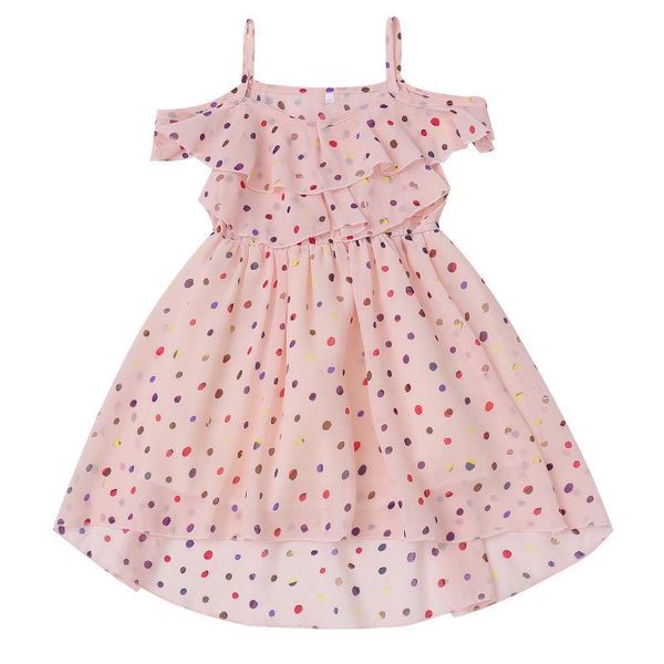 

girl's dresses wave dot sling dress for girls 2021 summer princess children fashion trend kids fairy clothing, Red;yellow