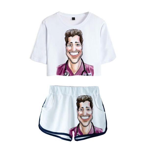 

men's t-shirts mikhail varshavski 3d summer harajuku suits short streetwear two piece sets sportswear cute kawaii, White;black