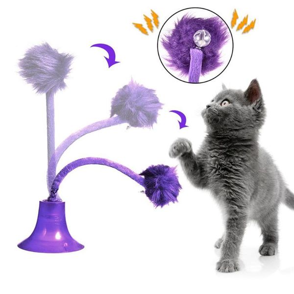 

cat interactive toy with sucker spring feather plush mouse funny pet toys wand 360Â° swing