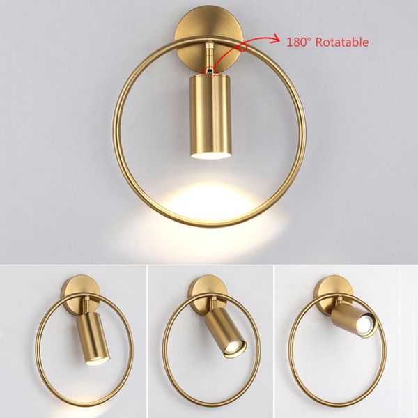 

wall lamp modern luxury led gold/black round light nordic iron mounted for living room kitchen home decor sconce