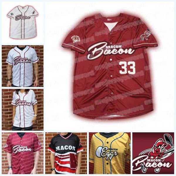 

Macon Bacon Macon Eggs 100% Stitched Embroidery s Baseball Jerseys Custom Any Name & Number Men Women Youth, Yellow