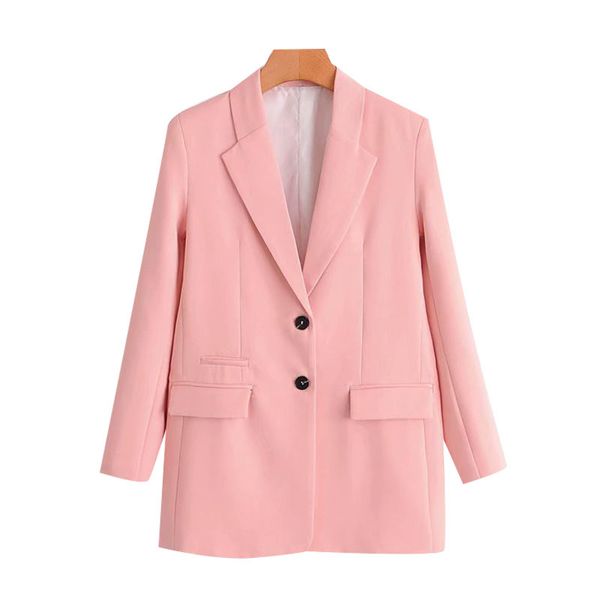 

women fashion office wear single breasted blazers coat vintage long sleeve pockets female outerwear chic 210521, White;black