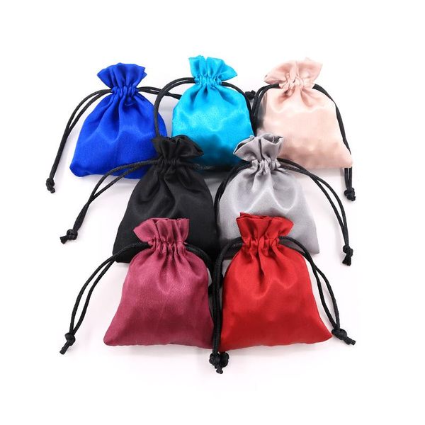 

gift wrap wholesale 50pcs/lot 7 colors satin bag 8x10 9x12cm small storage bags party favor jewelry candy gifts packaging