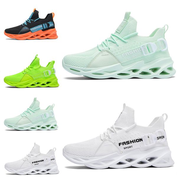 

2021 non-brand men women running shoes blade breathable shoe black white volt orange yellow mens trainers outdoor sports sneakers 39-46