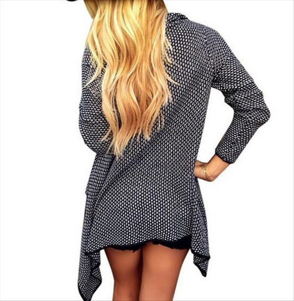 

winter long sleeve thick cardigans women sweater casual solid irregular knitted outwear coat, White;black