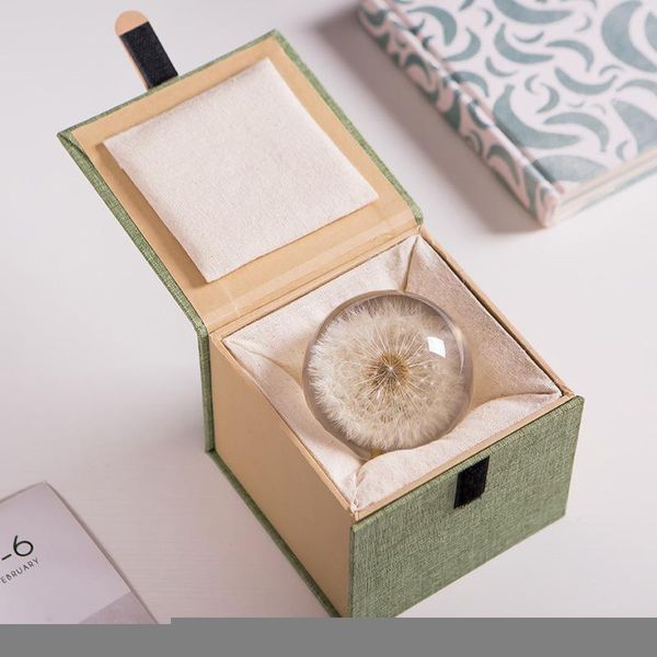 

novelty items real dandelion crystal glass resin lens ball 70mm natural plants flowers specimen christmas love gift with box home decor glob