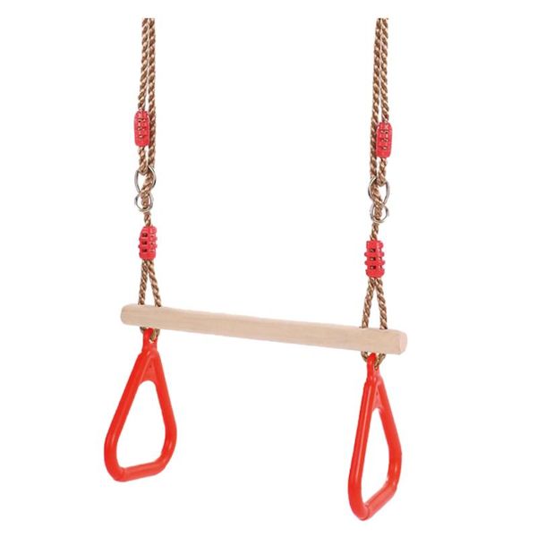 

cords, slings and webbing children wooden trapeze swing with rings for indoor outdoor fun play toy