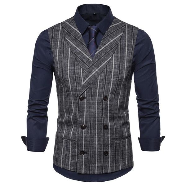 

men's vests men suits shawl collar stripe british style double-breasted back satin solid slim fit for daily simple waistcoats, Black;white