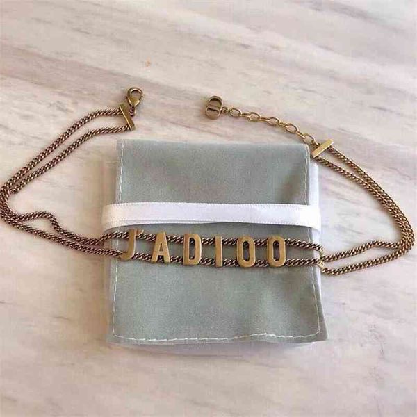 

special offer 75% off outlet online family letter double layer necklace bracelet chain neck collar collarbone chain, Silver