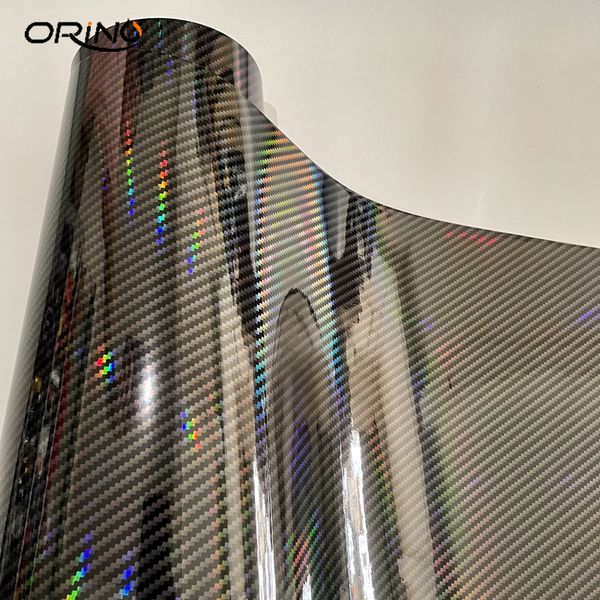 

holographic black carbon fiber vinyl wrap with bubble air release car wrapping foil automotive diy decals stickers