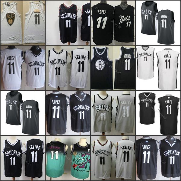

brooklyn nets men #11 brook lopez irving men retro jersey, Black