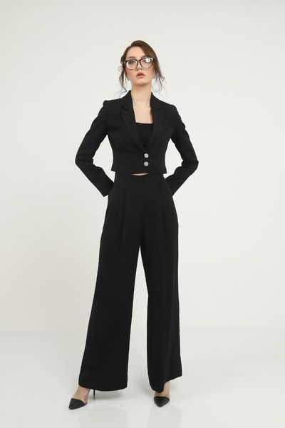 

crop jacket and plenty pants women's two piece, White