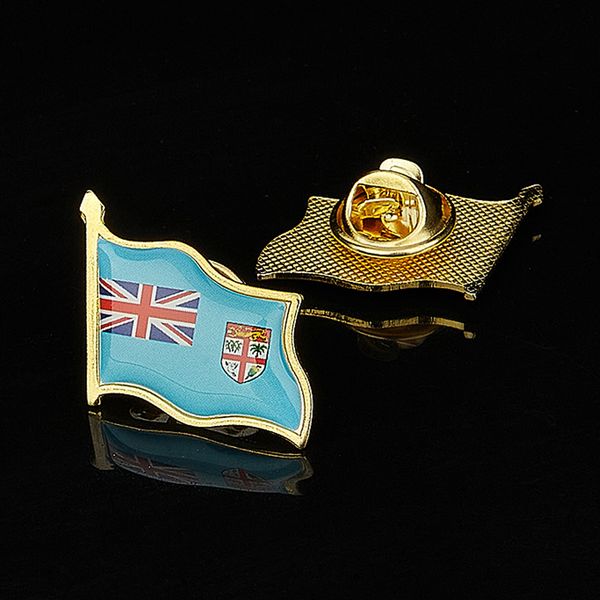 

30pcs oceanica country the republic of fiji flag epoxy gold plated lapel pin craft badge brooch