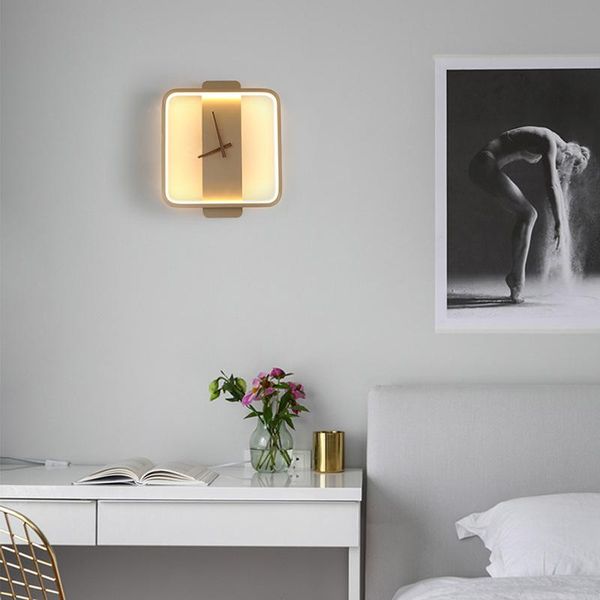 

wall lamps led lamp with clock nordic luxury simple and modern for el bedside living room square/round light fixture