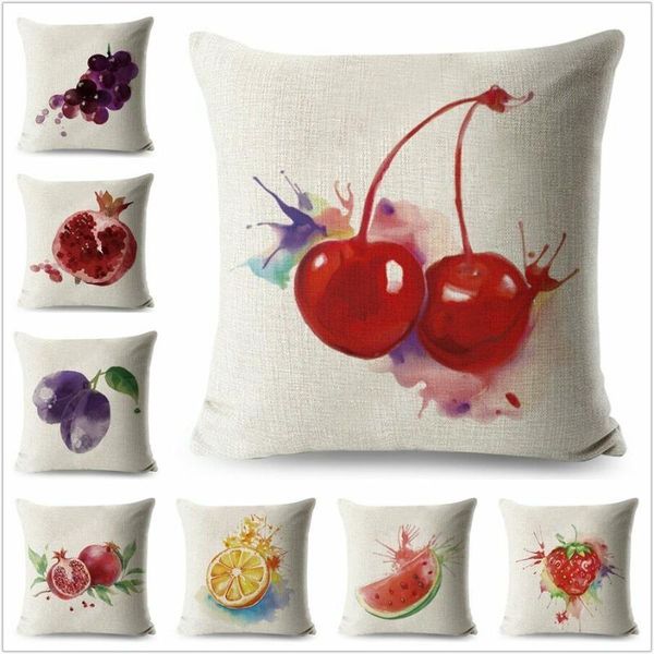 

cushion/decorative pillow watercolor strawberry cherry pillowcase plant linen 45*45 fruit cushion covers
