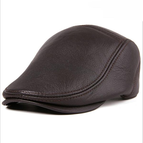 

visors genuine goatskin leather caps fashion adjustable hats luxury design cap mz06, Blue;gray