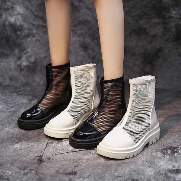 

sandals thick-soled boots female students summer fashion breathable mesh hollow tide, Black