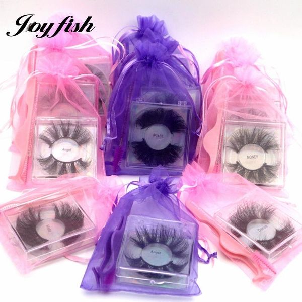 

false eyelashes 100% real 25mm lashes in bulk wholesale fluffy messy dramatic thick long yarn bag packaging custom logo